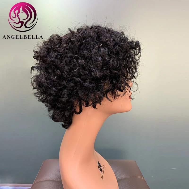 Angelbella 100 Natural Brazilian Virgin Remy Human Hair Weave Black Women Wholesale Lace Front Wig