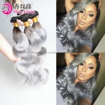 Nouvelle Arrivée Grade 8A Ombre 1b/Gris Indien Vierge Cheveux Vague de Corps Pas Cher Faisceaux de Cheveux Humains en Stock