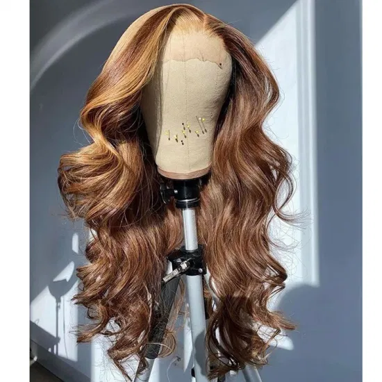 Vente en gros Lace Frontal 4/27 # Highlight Lace Front Wig 100 cheveux humains Chine pas cher Remy cheveux pleine dentelle perruque naturelle brésilienne perruques de cheveux humains