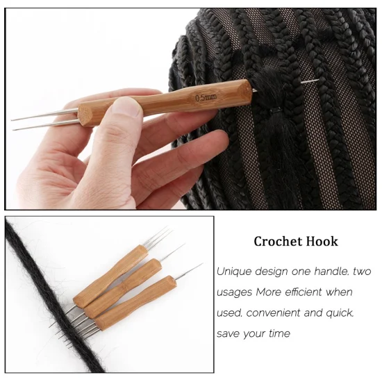 Outils d'extension de cheveux à Double crochet, Crochet à aiguille à Double extrémité, Dreadlock, outils de verrouillage à aiguille pour Locs