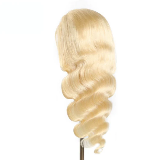 Perruque Lace Front Wig brésilienne blonde 613, cheveux humains transparents, 13x4, vente en gros