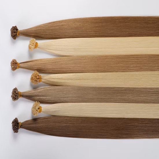 Vente en gros de cheveux humains Remy non transformés pré-collés extrémité épaisse italie kératine IVU Extension de cheveux à pointe plate